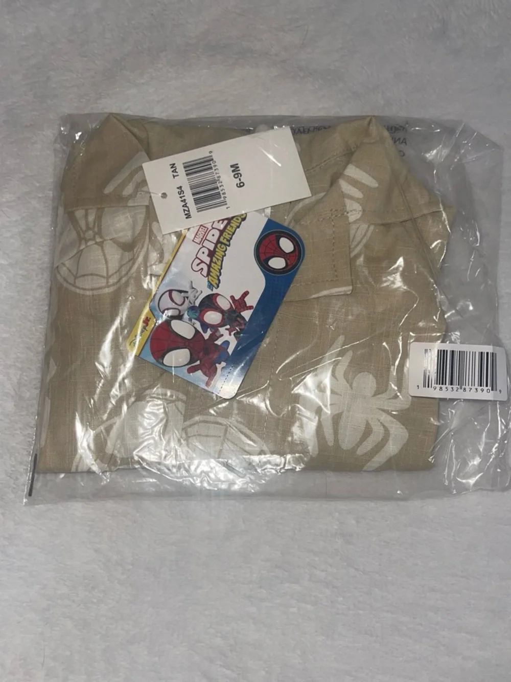 Kids Short Sleeve in Light Taupe with Spider Print